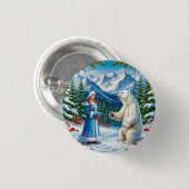 Schneemeister mit festlicher Dekoration und Eisbär Button (Vorne & Hinten)