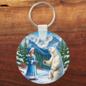 Schneemeister mit festlicher Dekoration und Eisbär Schlüsselanhänger (Rückseite)