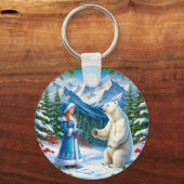 Schneemeister mit festlicher Dekoration und Eisbär Schlüsselanhänger (Vorderseite)