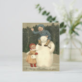 Schneemenkindern Schneefallschnee Postkarte (Stehend Vorderseite)