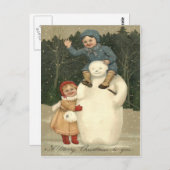 Schneemenkindern Schneefallschnee Postkarte (Vorne/Hinten)
