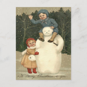 Schneemenkindern Schneefallschnee Postkarte