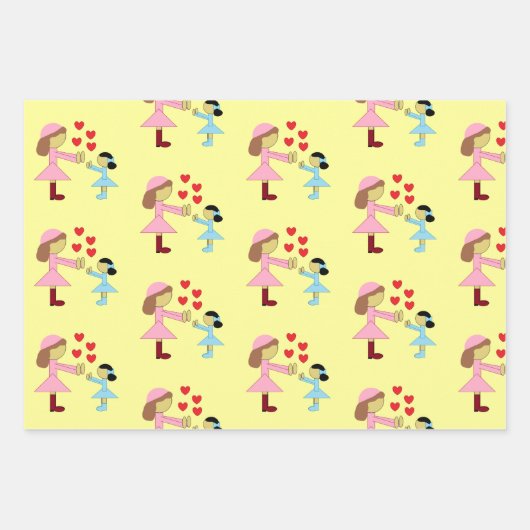 Schneemenschen, Weihnachtsbaum, Kinder & Liebe: Geschenkpapier Set (Vorderseite 3)