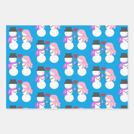 Schneemenschen, Weihnachtsbaum, Kinder & Liebe: Geschenkpapier Set (Vorderseite)