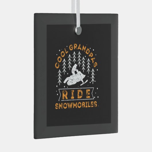 Schneemobil - Coole Grandpas-Fahrt Schneemobile Ornament Aus Glas (Vorderseite Rechts)