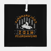 Schneemobil - Coole Grandpas-Fahrt Schneemobile Ornament Aus Glas (Rückseite)