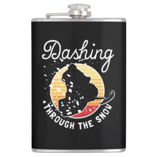 Schneemobil - durch den Schnee stürzen Flachmann