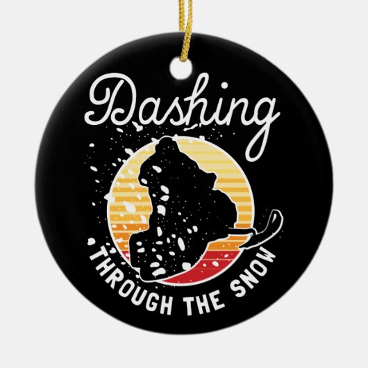 Schneemobil - durch den Schnee stürzen Keramik Ornament (Vorne)