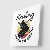 Schneemobil - durch den Schnee stürzen Quadratische Wanduhr (Winkel)