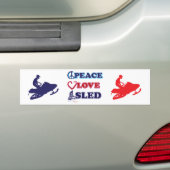 Schneemobil/Frieden, Liebe, Schlitten Autoaufkleber (Auf Auto)