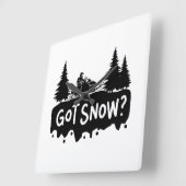 Schneemobil - Got Schnee Quadratische Wanduhr (Winkel)