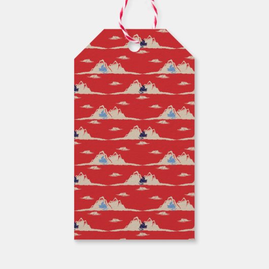 Schneemobil Graphic Vintag Style Weihnachten Geschenkanhänger (Rückseite)