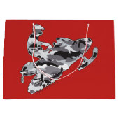 Schneemobil im Grau-Camouflage-Muster Große Geschenktüte (Vorderseite)