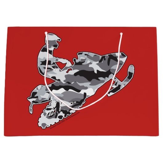 Schneemobil im Grau-Camouflage-Muster Große Geschenktüte (Vorderseite)