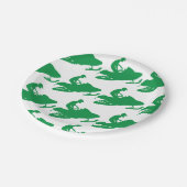 Schneemobil in Grün Pappteller (Schrägansicht)