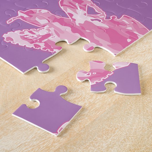 Schneemobil in rosa Camouflage Puzzle (Seite)