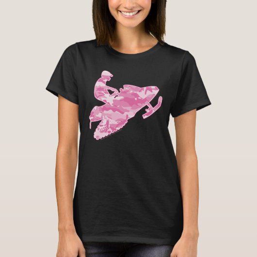 Schneemobil in rosa Camouflage T-Shirt (Vorderseite)
