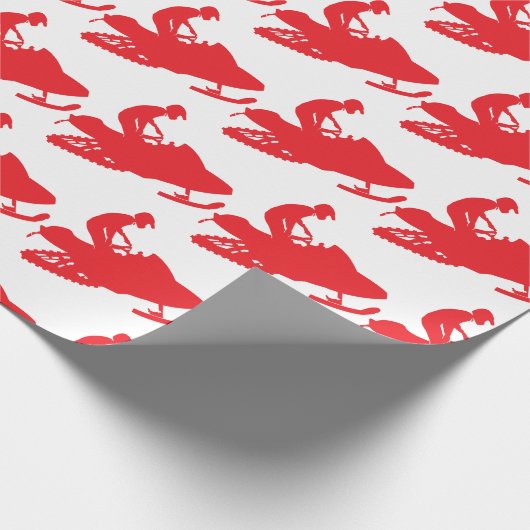 Schneemobil in Rot Geschenkpapier (Ecke)