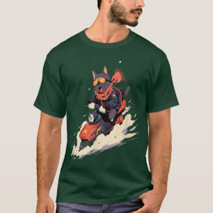 Schneemobil Katze Motor Schlitten fahren Schneemob T-Shirt