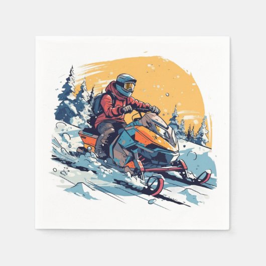 Schneemobil mit Sunset Partys Napkins Serviette (Vorderseite)