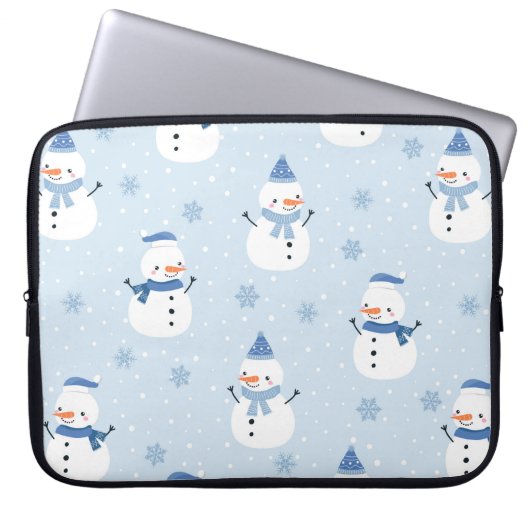 Schneemobil-Muster, Winter Hintergrund, Winter Laptopschutzhülle (Vorderseite)