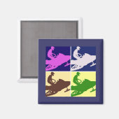Schneemobil/Pop Art Magnet (Vorderseite/Rückseite)