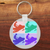 Schneemobil/Pop Art Schlüsselanhänger (Vorderseite)