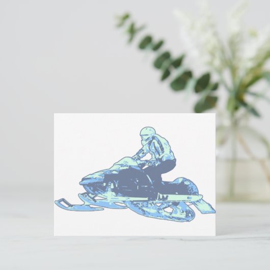 Schneemobil Postkarte (Stehend Vorderseite)