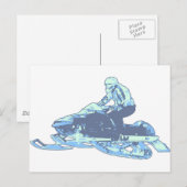 Schneemobil Postkarte (Vorne/Hinten)