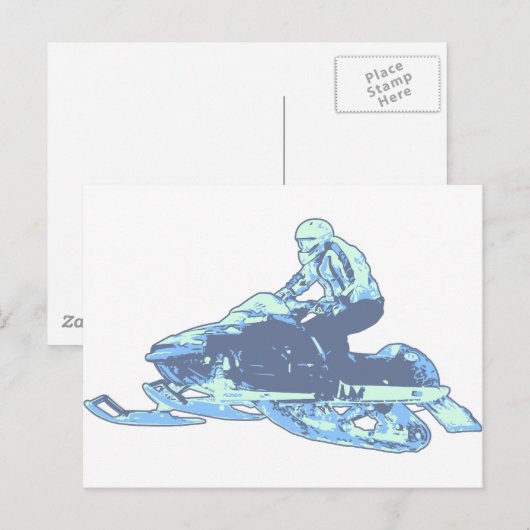 Schneemobil Postkarte (Vorne/Hinten)