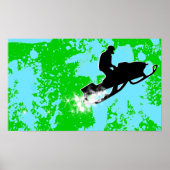 Schneemobil. Pulverschnee. Poster (Vorne)