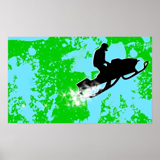 Schneemobil. Pulverschnee. Poster (Vorne)