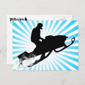 Schneemobil. Pulverschnee. Postkarte (Vorne/Hinten)