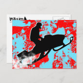 Schneemobil. Pulverschnee. Postkarte (Vorne/Hinten)