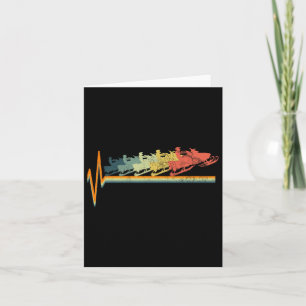 Schneemobil Retro Herzschlag Vintage Liebesgeschen Karte