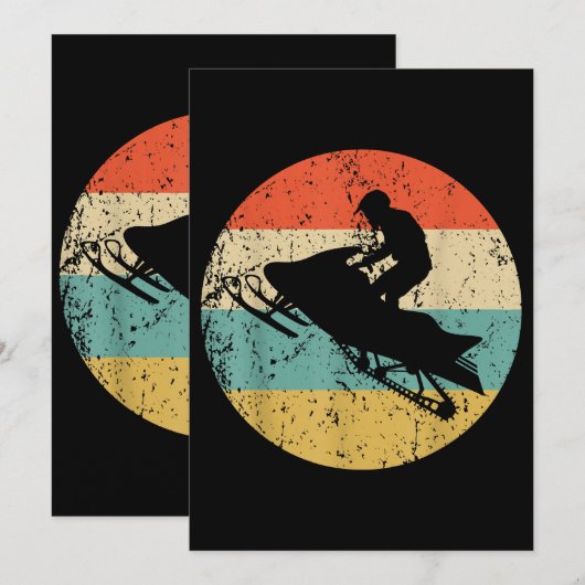 Schneemobil Retro Style Snowmobiling Einladung (Vorne/Hinten)