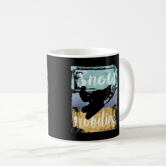 Schneemobil Retro Style Snowmobiling Kaffeetasse (VorderseiteRechts)