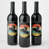 Schneemobil Retro Style Snowmobiling Weinetikett (Flaschen)