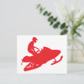 Schneemobil/Roter Schlitten Postkarte (Stehend Vorderseite)