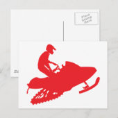 Schneemobil/Roter Schlitten Postkarte (Vorne/Hinten)