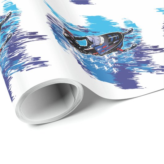 Schneemobil, Schnee, Rodeln Geschenkpapier (Rolleneckpunkt)