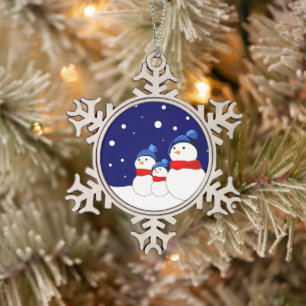 Schneemobil Schneeflocken Zinn-Ornament