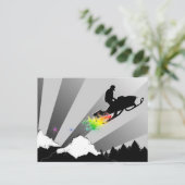 Schneemobil. Schneeweg. Postkarte (Stehend Vorderseite)