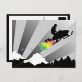 Schneemobil. Schneeweg. Postkarte (Vorne/Hinten)