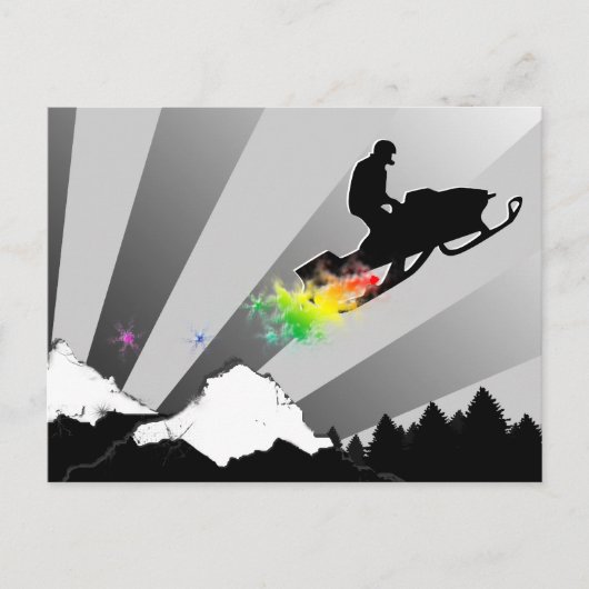 Schneemobil. Schneeweg. Postkarte (Vorderseite)