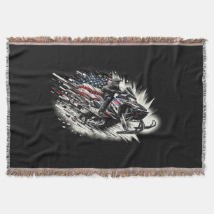Schneemobil T Schneemobilfahren Freiheit Flagge La Decke