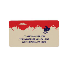 Schneemobil und Rücksendeadresse der Berge Adressaufkleber