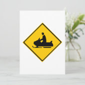 Schneemobil-Warnschnee Winter Einladung (Stehend Vorderseite)