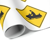 Schneemobil-Warnschnee Winter Geschenkpapier (Rolleneckpunkt)