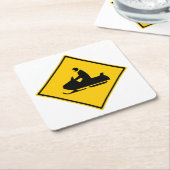 Schneemobil-Warnschnee Winter Rechteckiger Pappuntersetzer (angewinkelt)